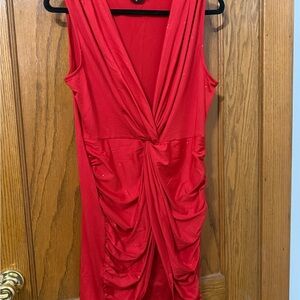 Chic Red Draped Maxi Dress